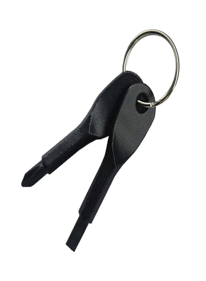 SHREESAMP Stainless Steel Mini Portable 2 Pcs Style Key Chain Multifunction Screwdriver Key Shape Keychain Pocket Repair Tool And EDC Tool Mini Pocket Tool With Key Ring [ Black 7X 1x 1X CM ] - Image 1